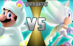 white raccoon mario vs hyper  sonic